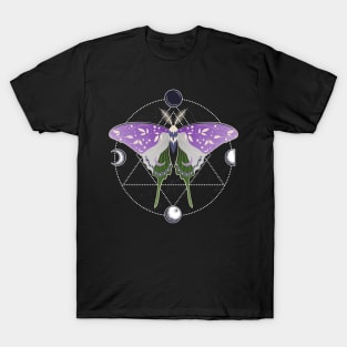 Genderqueer Luna Moth Celestial Cottagecore LGBT Pride Flag T-Shirt